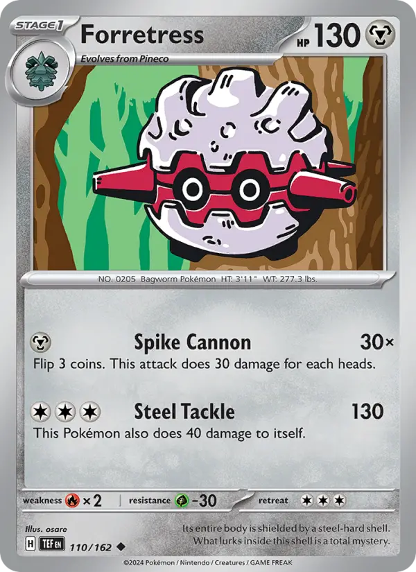 Forretress Reverse Holo 110/162 Temporal Forces Pokémon Card