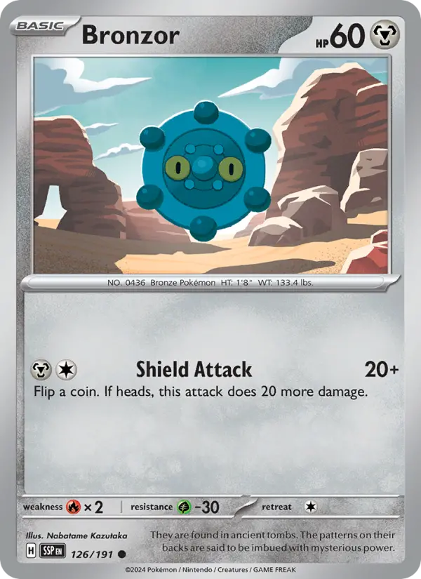 Bronzor Reverse Holo 126/191 Surging Sparks Pokémon Card