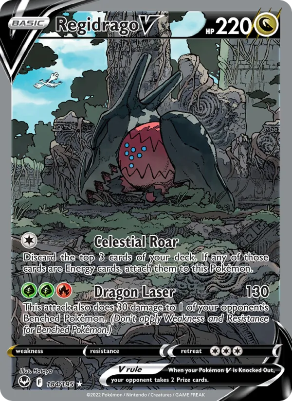 Regidrago V Holo 184/195 Silver Tempest Pokémon Card