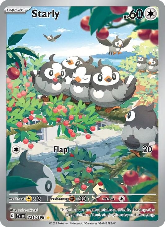 Starly Holo 221/198 Scarlet & Violet Pokémon Card