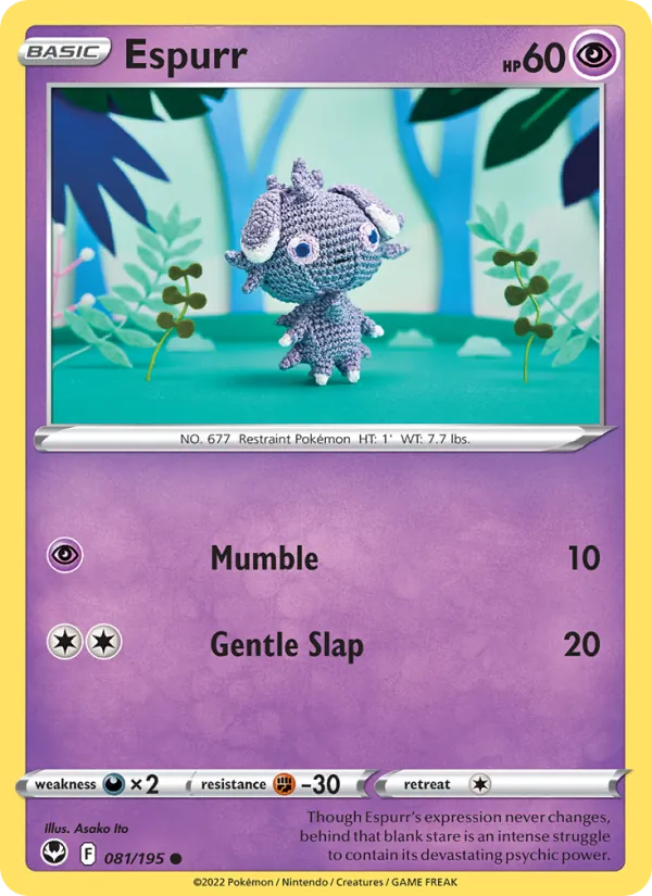 Espurr Reverse Holo 081/195 Silver Tempest Pokémon Card