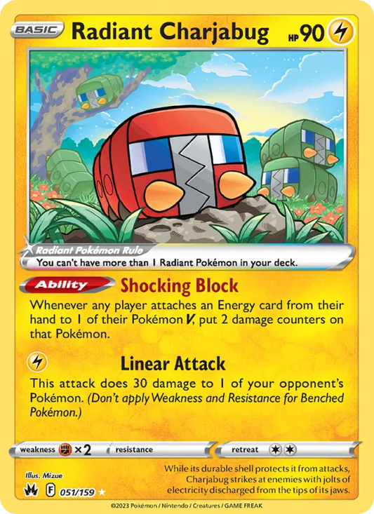 Radiant Charjabug Holo 051/159 Crown Zenith Pokémon Card