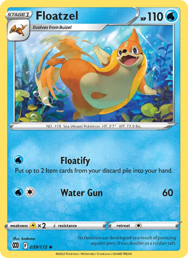 Floatzel Reverse Holo 039/172 Brilliant Stars Pokémon Card