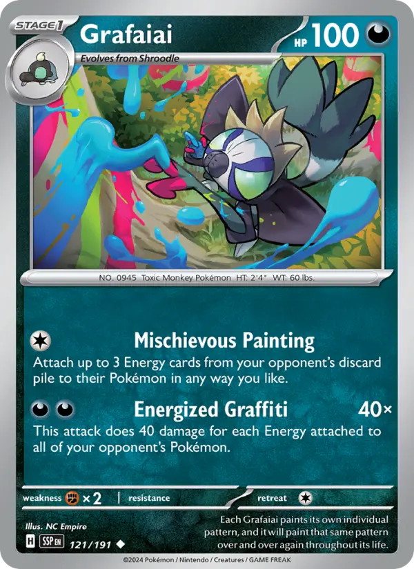 Grafaiai Reverse Holo 121/191 Surging Sparks Pokémon Card