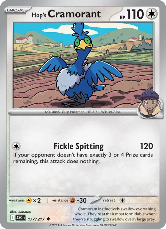 Hop's Cramorant Reverse Holo 177/217 Ascended Heroes Pokémon Card