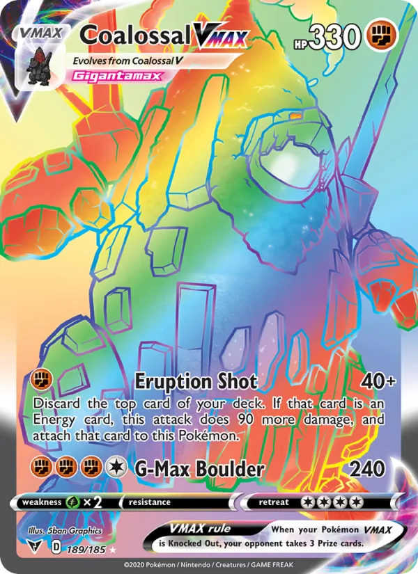 Coalossal VMAX Holo 189/185 Vivid Voltage Pokémon Card