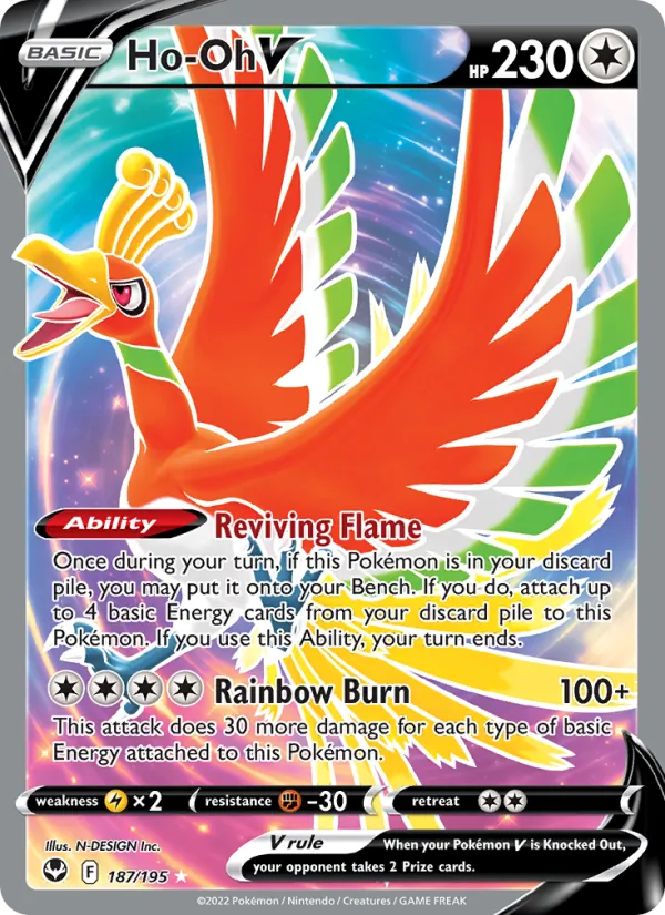 Ho-Oh V Holo 187/195 Silver Tempest Pokémon Card