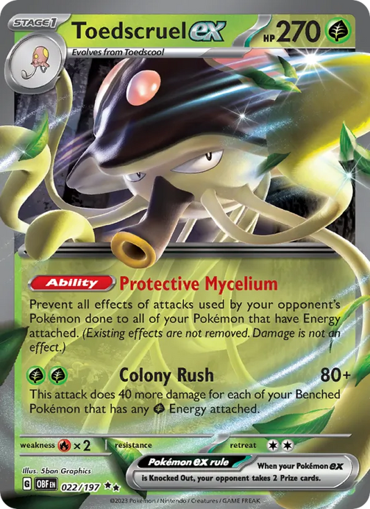 Toedscruel ex Normal 022/197 Obsidian Flames Pokémon Card
