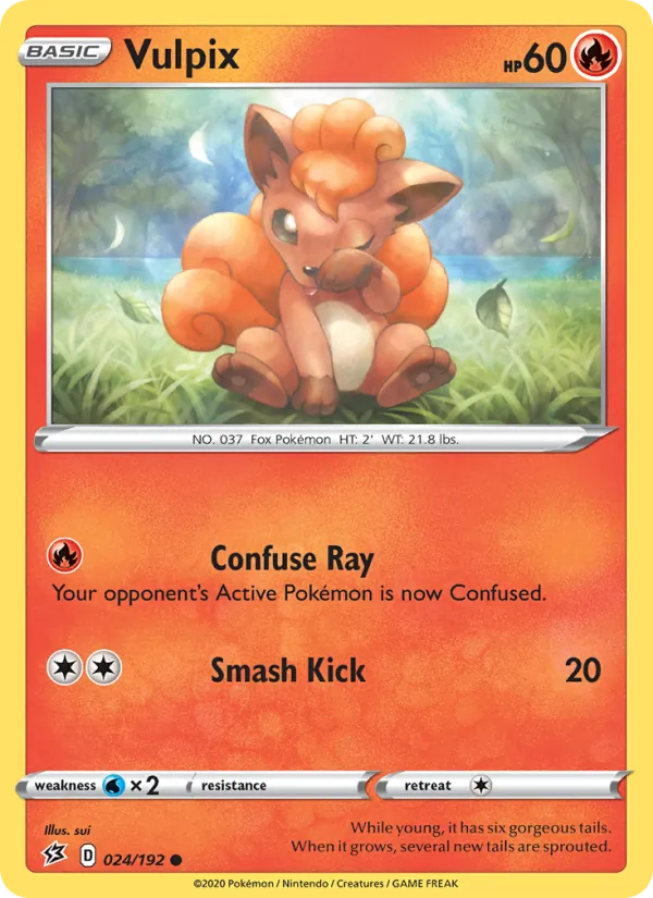Vulpix Reverse Holo 024/192 Rebel Clash Pokémon Card