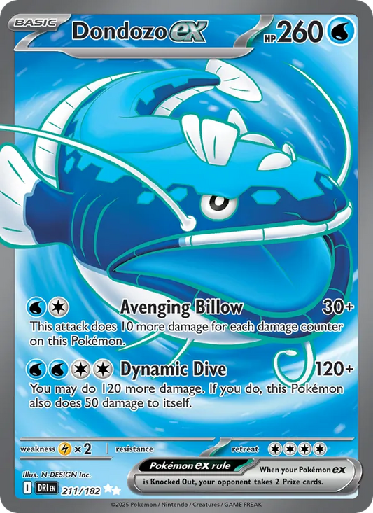 Dondozo ex Holo 211/182 Destined Rivals Pokémon Card