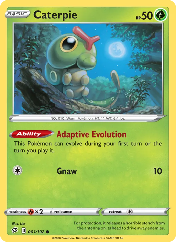 Caterpie Reverse Holo 001/192 Rebel Clash Pokémon Card