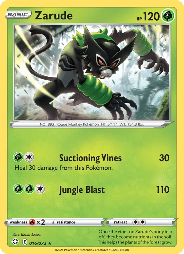 Zarude Reverse Holo 016/72 Shining Fates Pokémon Card