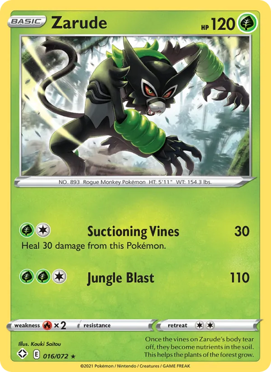 Zarude Reverse Holo 016/72 Shining Fates Pokémon Card
