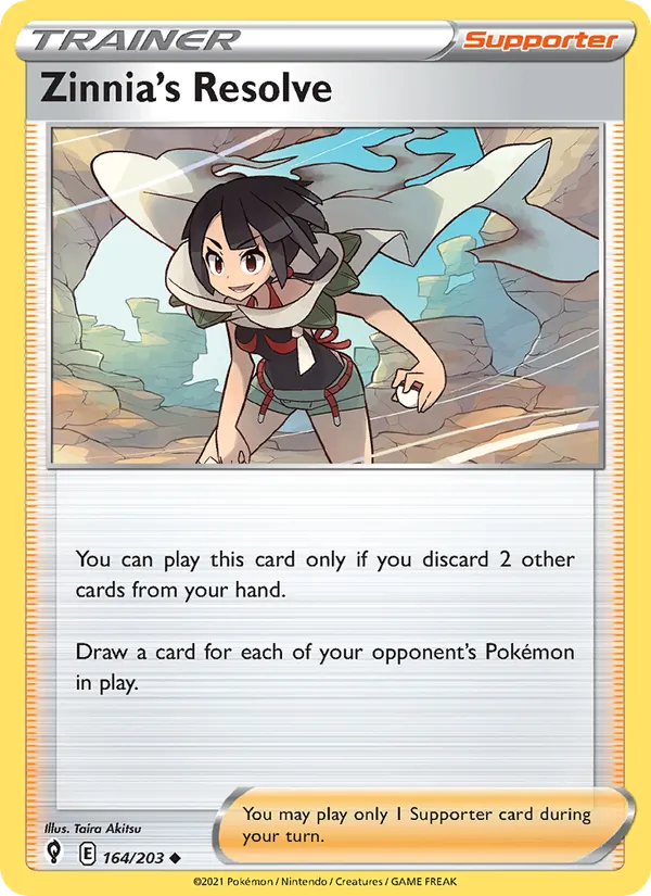 Zinnia's Resolve Reverse Holo 164/203 Evolving Skies Pokémon Card