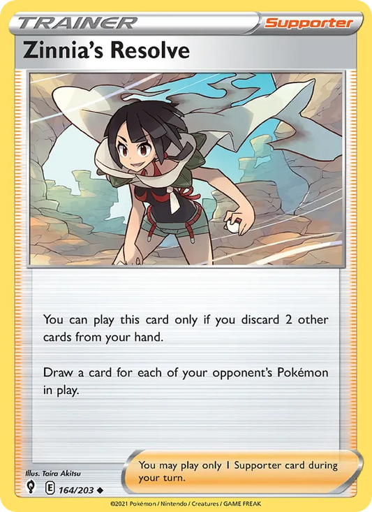 Zinnia's Resolve Reverse Holo 164/203 Evolving Skies Pokémon Card