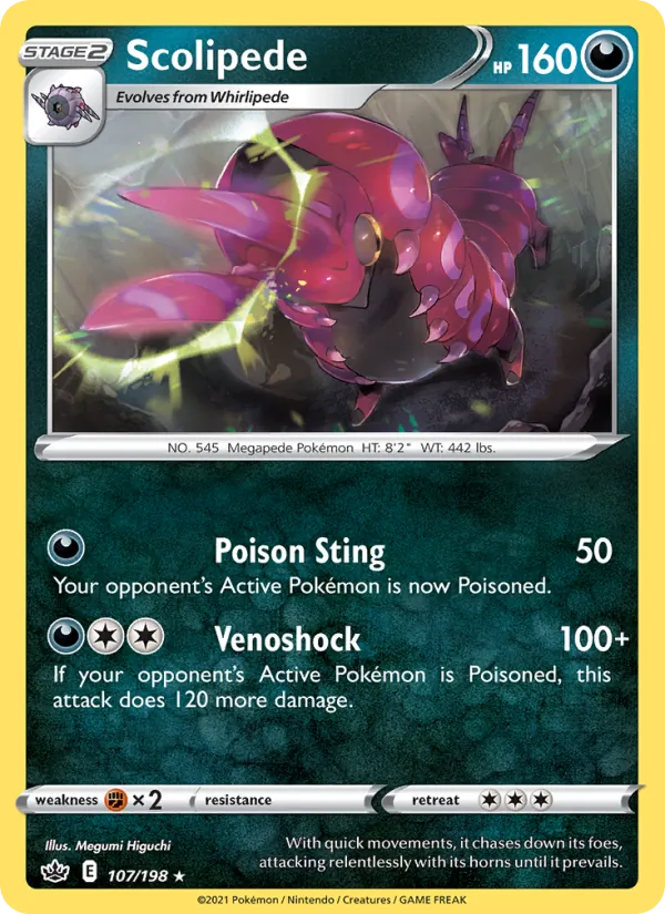 Scolipede Reverse Holo 107/198 Chilling Reign Pokémon Card
