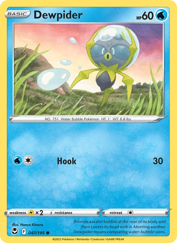 Dewpider Reverse Holo 047/195 Silver Tempest Pokémon Card