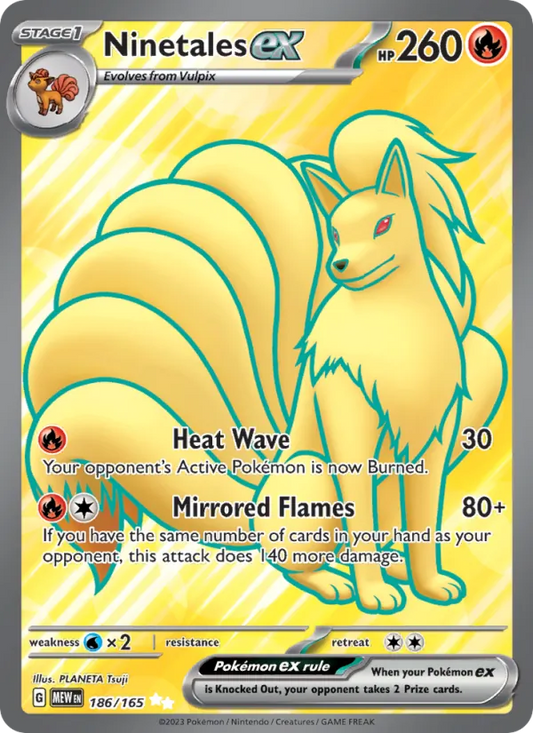 Ninetales ex Holo 186/165 151 Pokémon Card