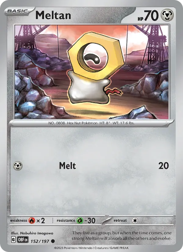 Meltan Reverse Holo 152/197 Obsidian Flames Pokémon Card