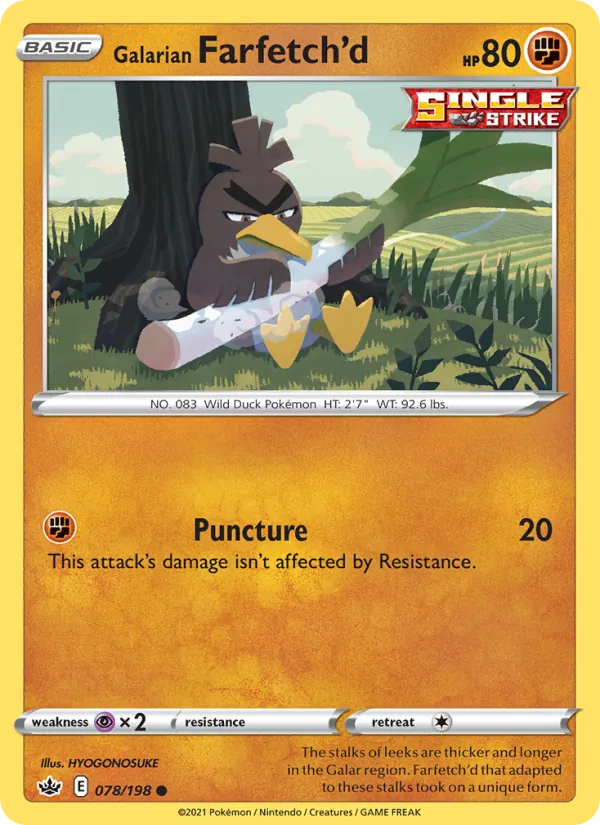 Galarian Farfetch'd Reverse Holo 078/198 Chilling Reign Pokémon Card