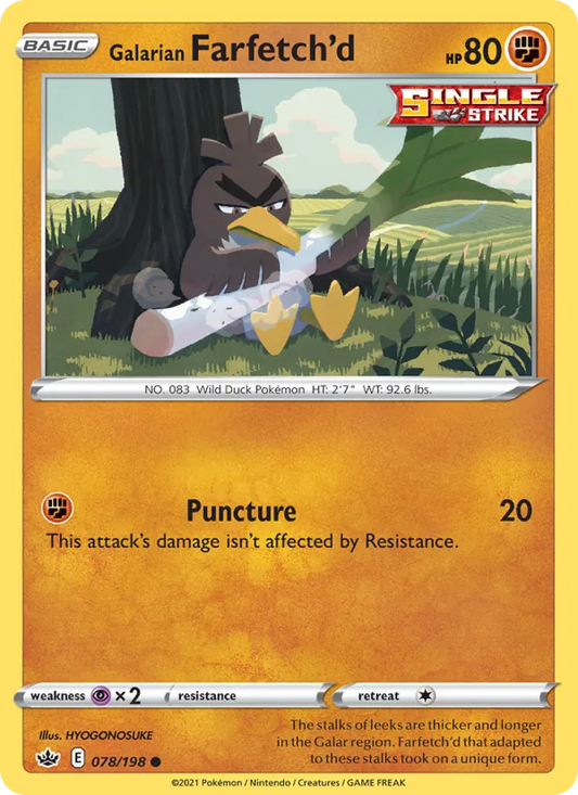 Galarian Farfetch'd Reverse Holo 078/198 Chilling Reign Pokémon Card