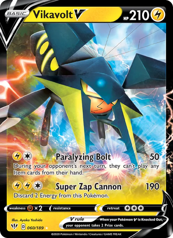Vikavolt V Holo 060/189 Darkness Ablaze Pokémon Card