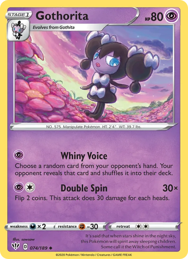 Gothorita Reverse Holo 074/189 Darkness Ablaze Pokémon Card