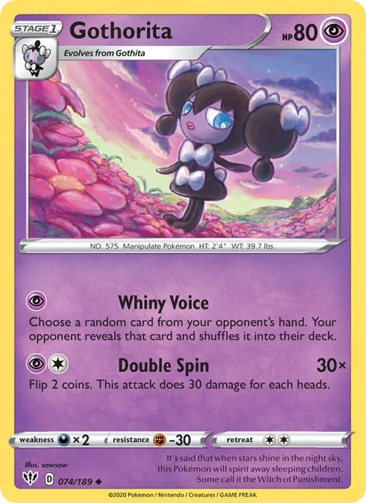 Gothorita Reverse Holo 074/189 Darkness Ablaze Pokémon Card