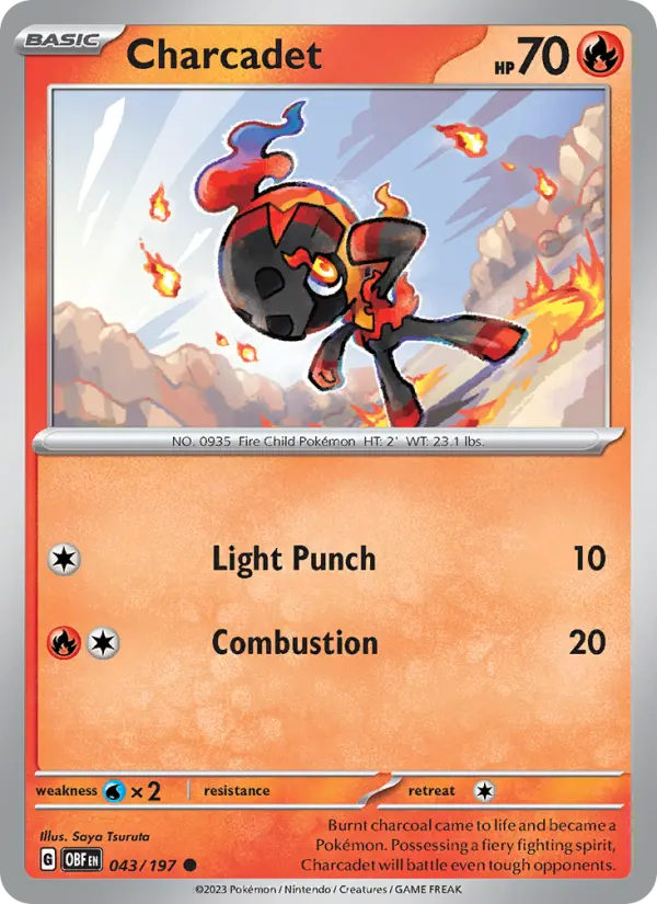 Charcadet Reverse Holo 043/197 Obsidian Flames Pokémon Card