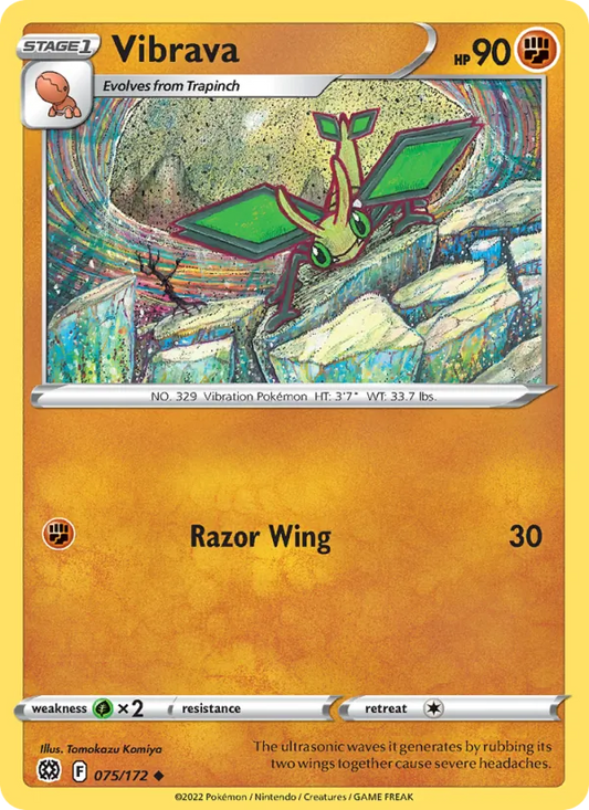 Vibrava Reverse Holo 075/172 Brilliant Stars Pokémon Card