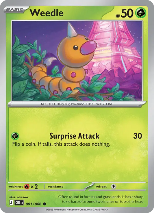 Weedle Non-Foil 001/86 Chaos Rising Pokémon Card