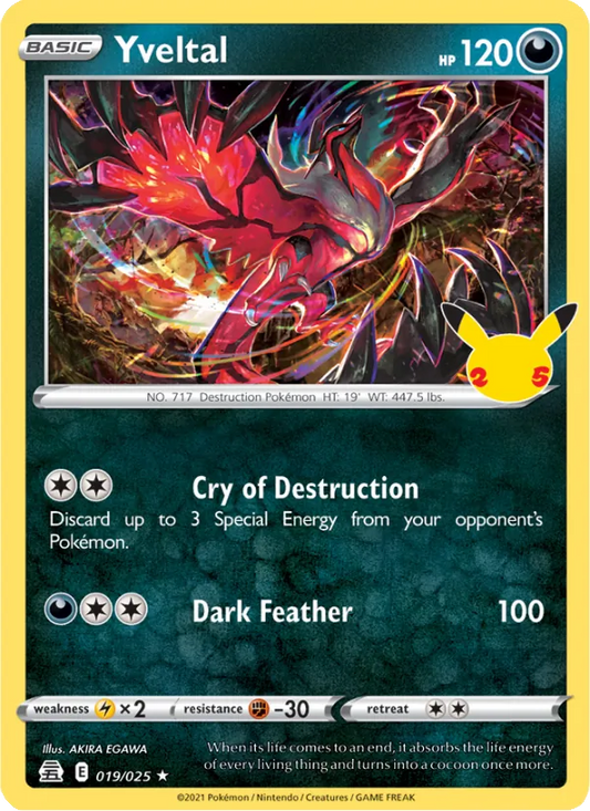 Yveltal Holo 019/25 Celebrations Pokémon Card
