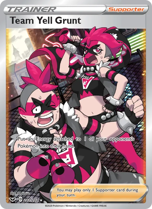 Team Yell Grunt Holo 202/202 Sword & Shield Pokémon Card