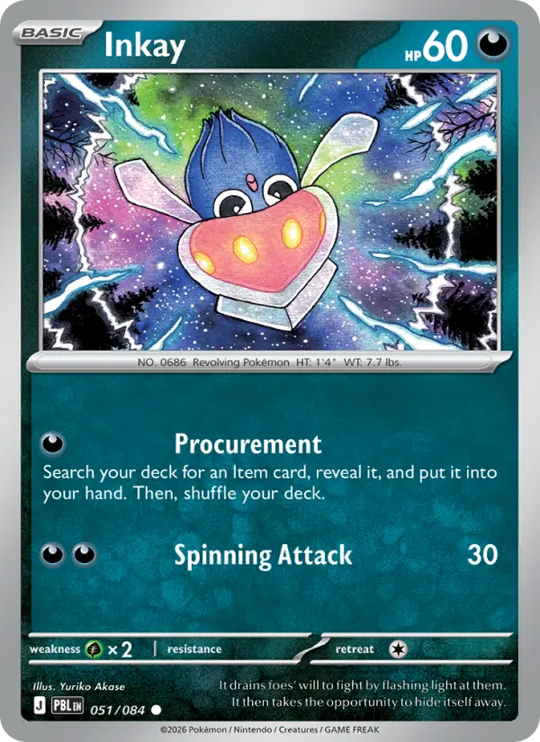 Inkay Reverse Holo 051/84 Pitch Black Pokémon Card