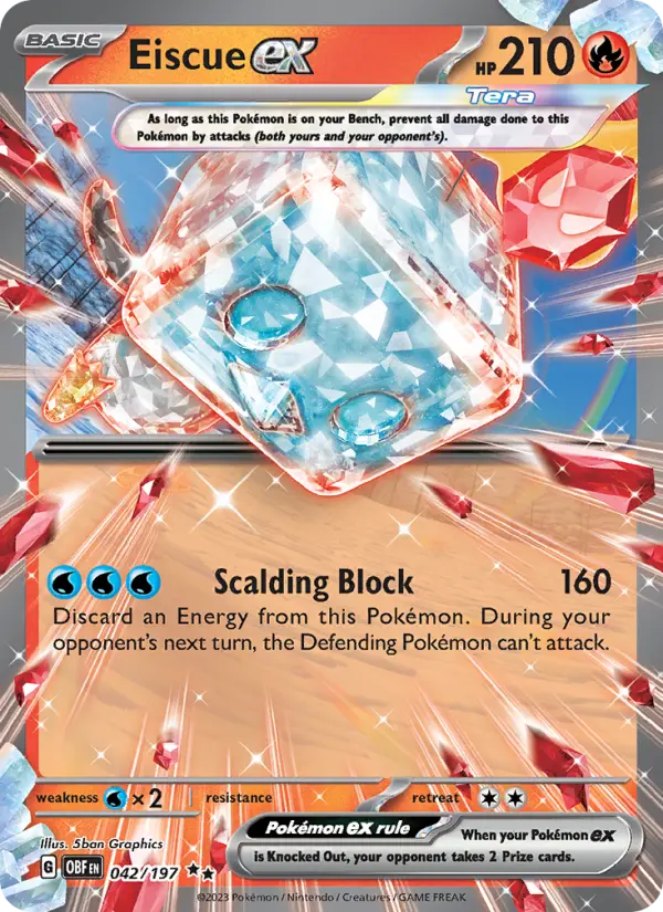 Eiscue ex Holo 042/197 Obsidian Flames Pokémon Card