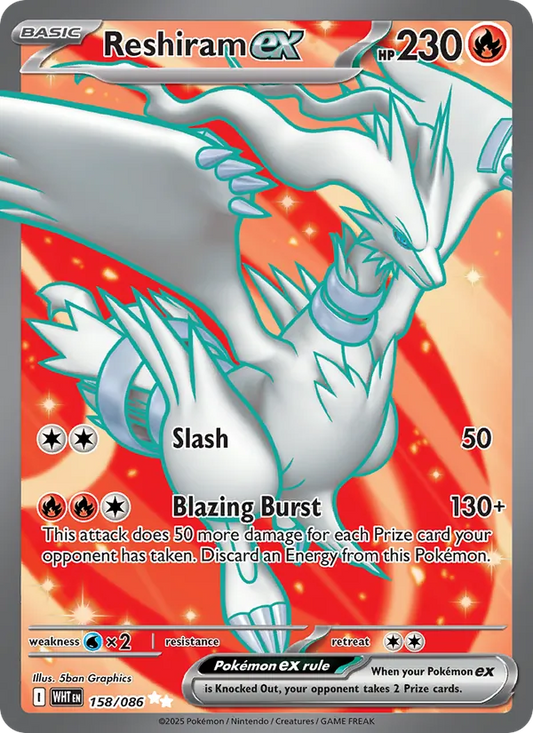 Reshiram ex Holo 158/86 White Flare Pokémon Card