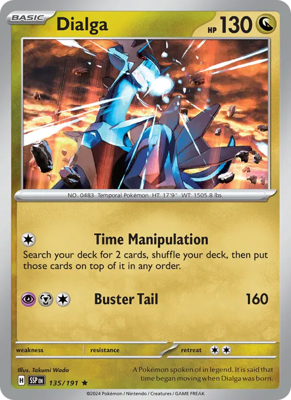 Dialga Reverse Holo 135/191 Surging Sparks Pokémon Card