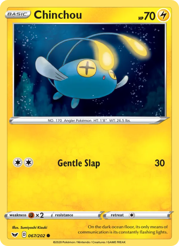 Chinchou Reverse Holo 067/202 Sword & Shield Pokémon Card