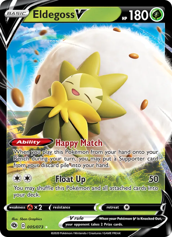 Eldegoss V Holo 005/73 Champion's Path Pokémon Card