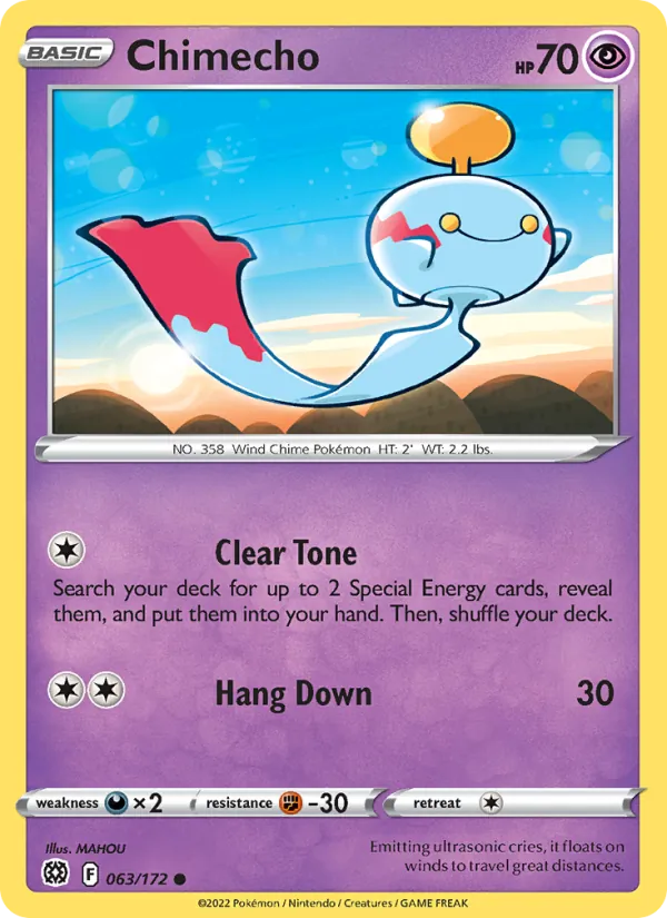 Chimecho Reverse Holo 063/172 Brilliant Stars Pokémon Card
