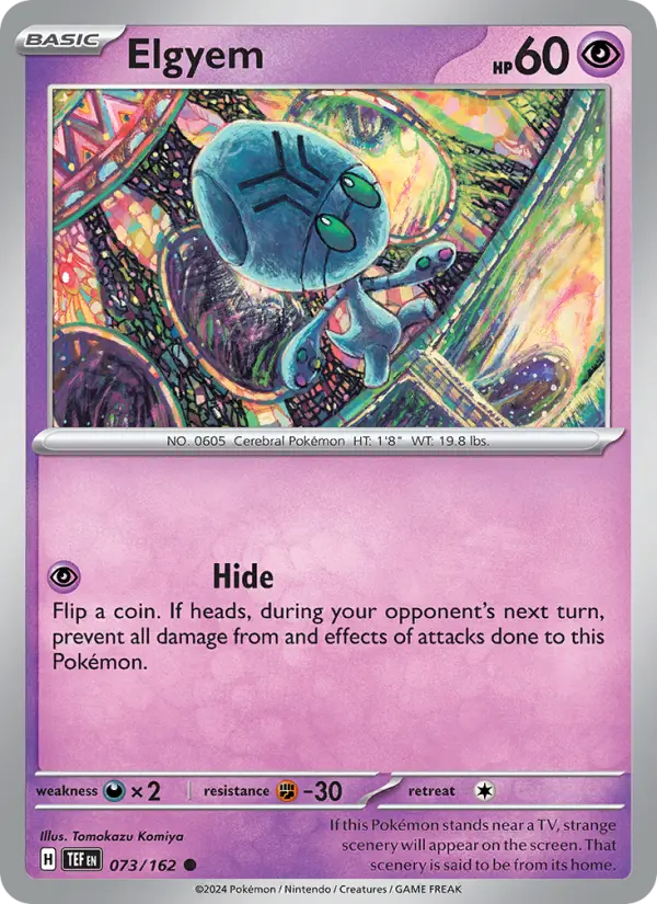 Elgyem Reverse Holo 073/162 Temporal Forces Pokémon Card