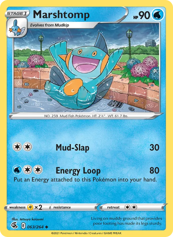 Marshtomp Reverse Holo 063/264 Fusion Strike Pokémon Card