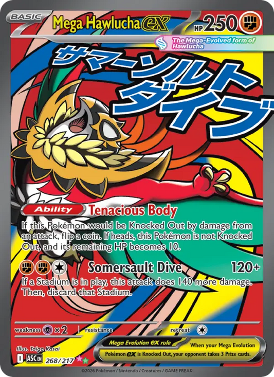Mega Hawlucha ex Holo 268/217 Ascended Heroes Pokémon Card