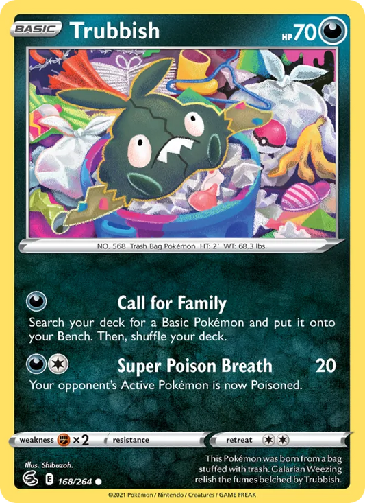 Trubbish Reverse Holo 168/264 Fusion Strike Pokémon Card