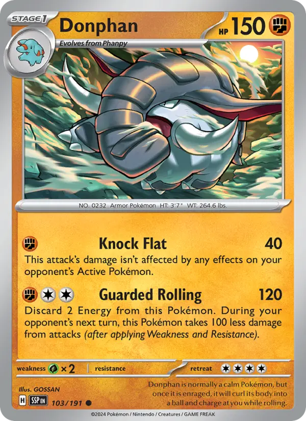 Donphan Reverse Holo 103/191 Surging Sparks Pokémon Card