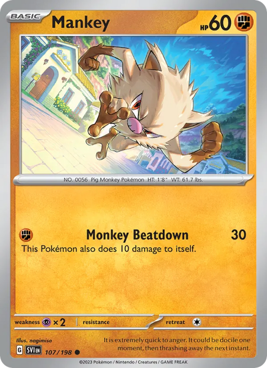 Mankey Normal 107/198 Scarlet & Violet Pokémon Card