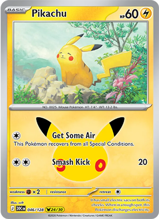 Pikachu Normal 046/128 30th Celebration Pokémon Card
