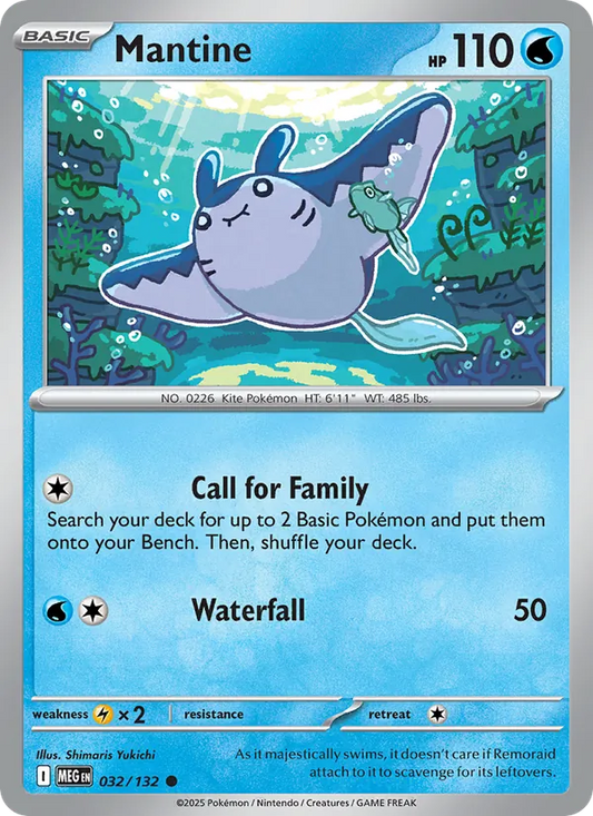 Mantine Normal 032/132 Mega Evolution Pokémon Card