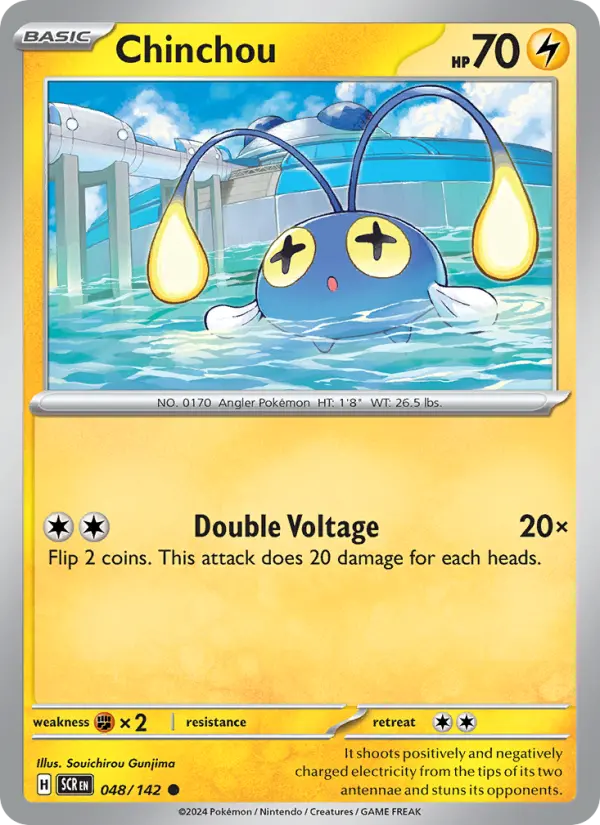 Chinchou Reverse Holo 048/142 Stellar Crown Pokémon Card