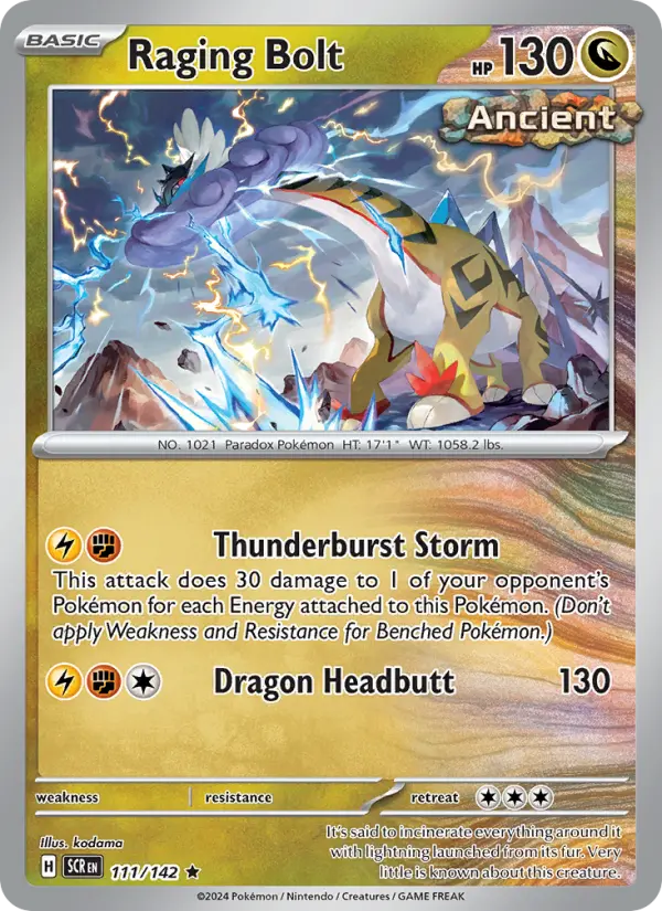 Raging Bolt Reverse Holo 111/142 Stellar Crown Pokémon Card